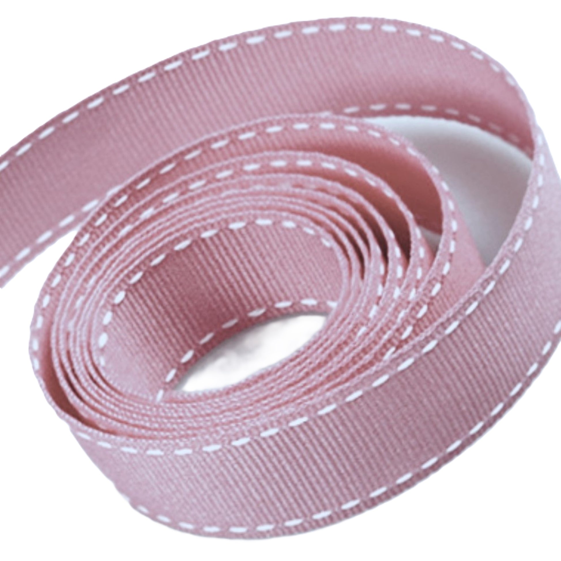 Baby Pink Ribbon with a Saddle Stitched Edge 16mm Width.