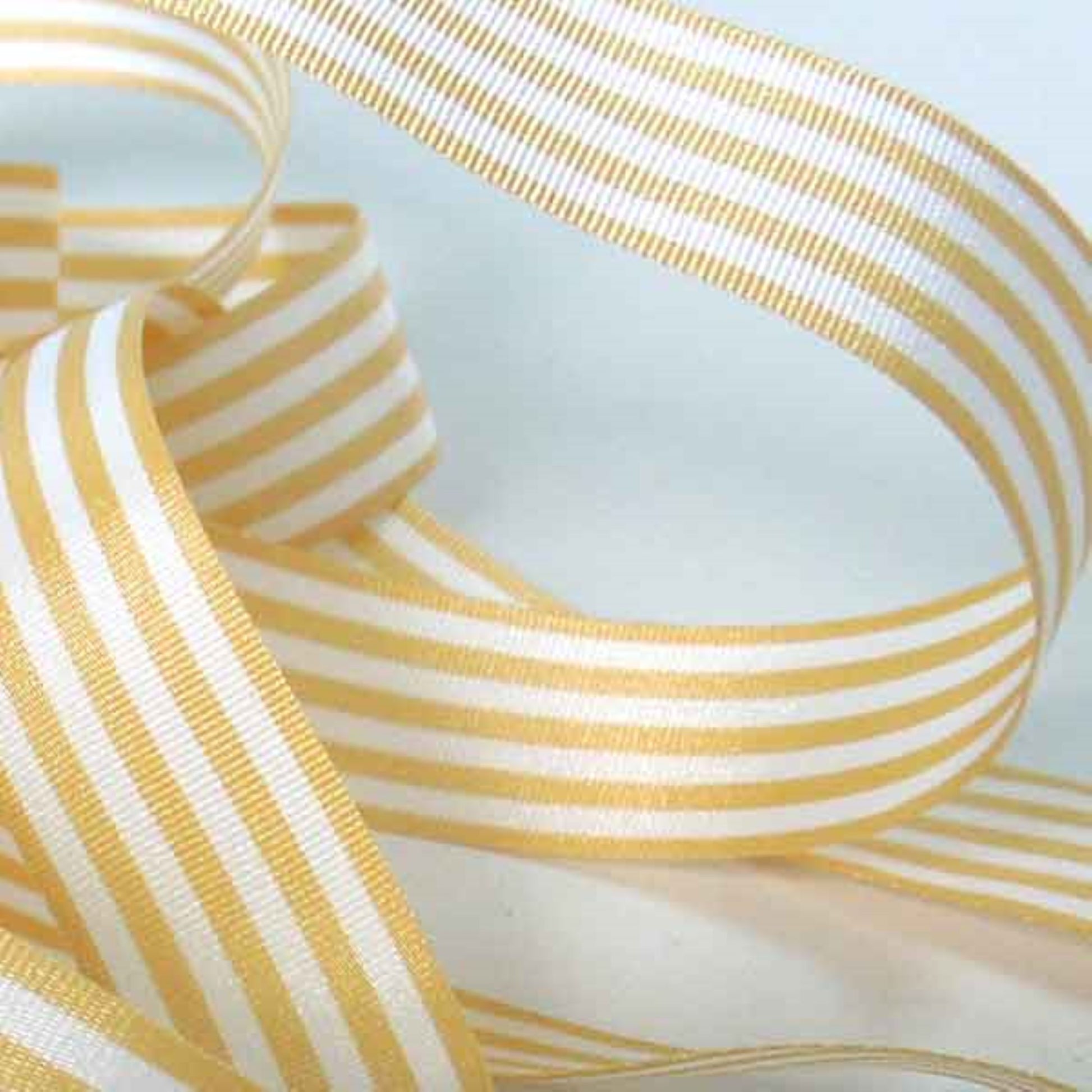Beige and White Pencil Stripe Ribbon 16mm Width