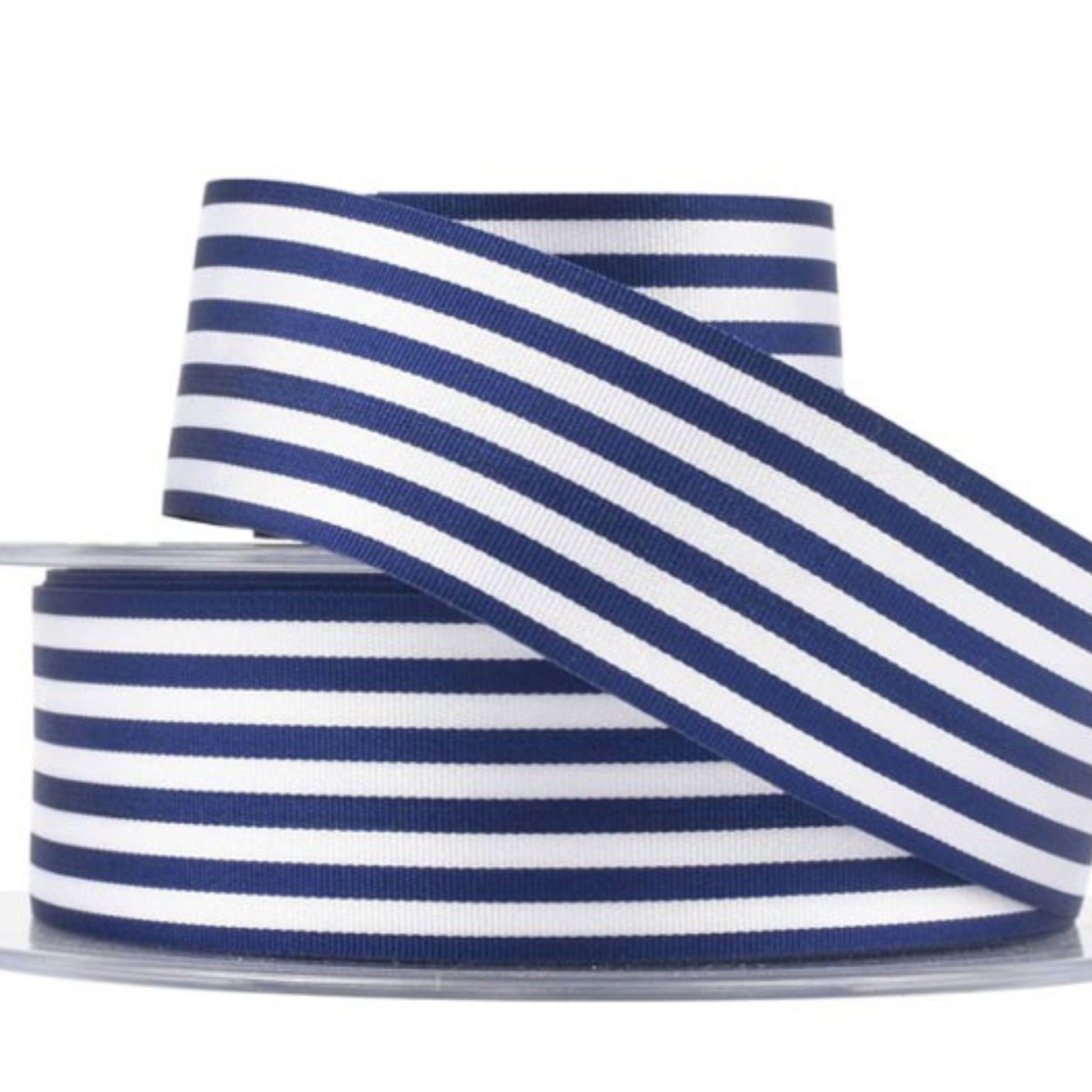 Navy Blue and White Striped Ribbon Pencil Stripe