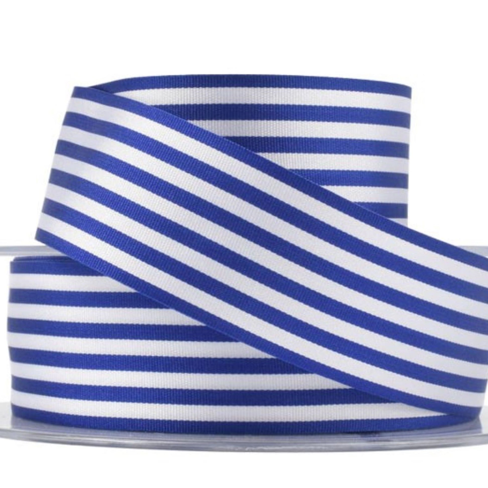 Royal Blue and White Striped Ribbon Pencil Stripe