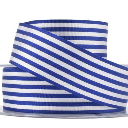 Royal Blue and White Striped Ribbon Pencil Stripe