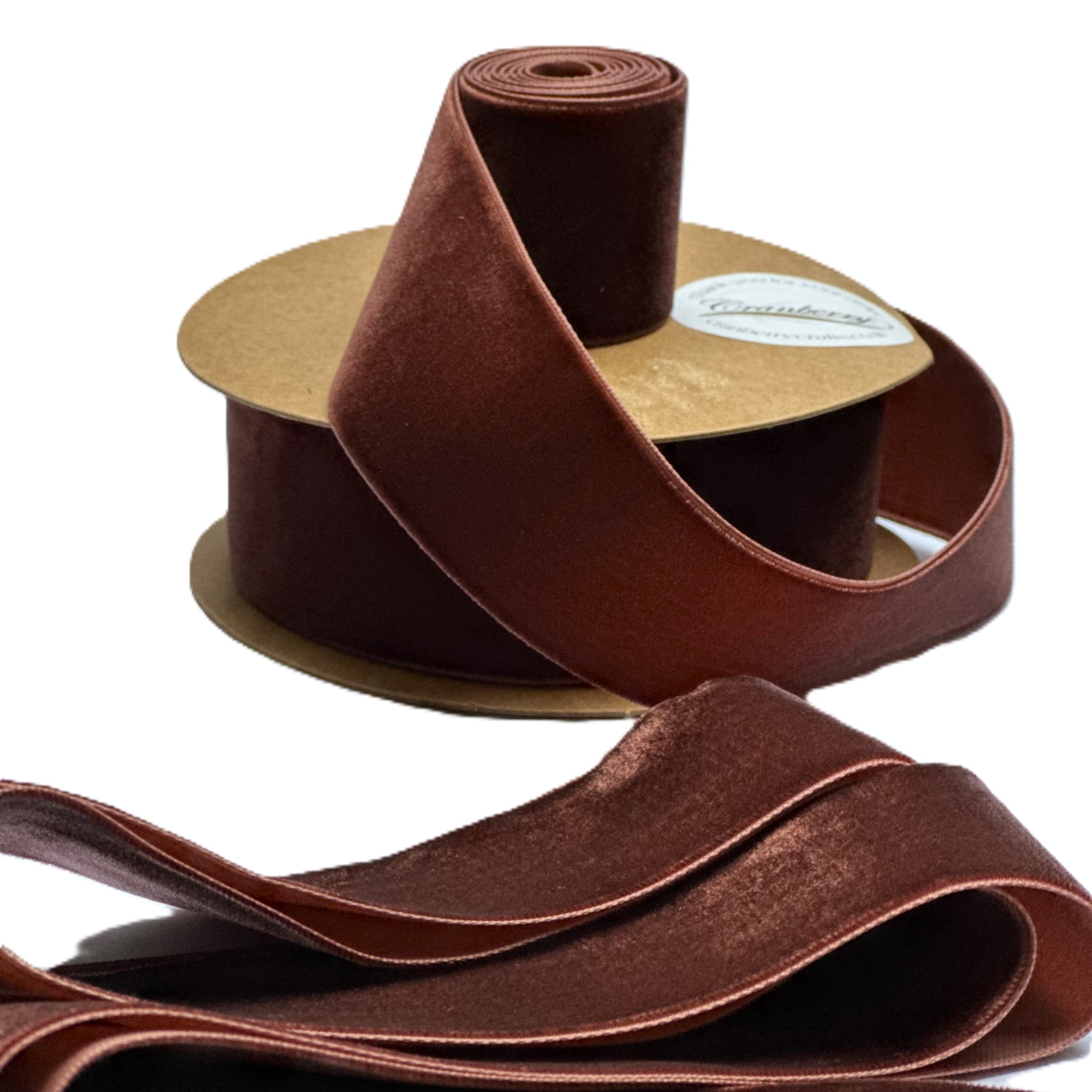 Rust Brown Velvet Ribbon 38mm Width