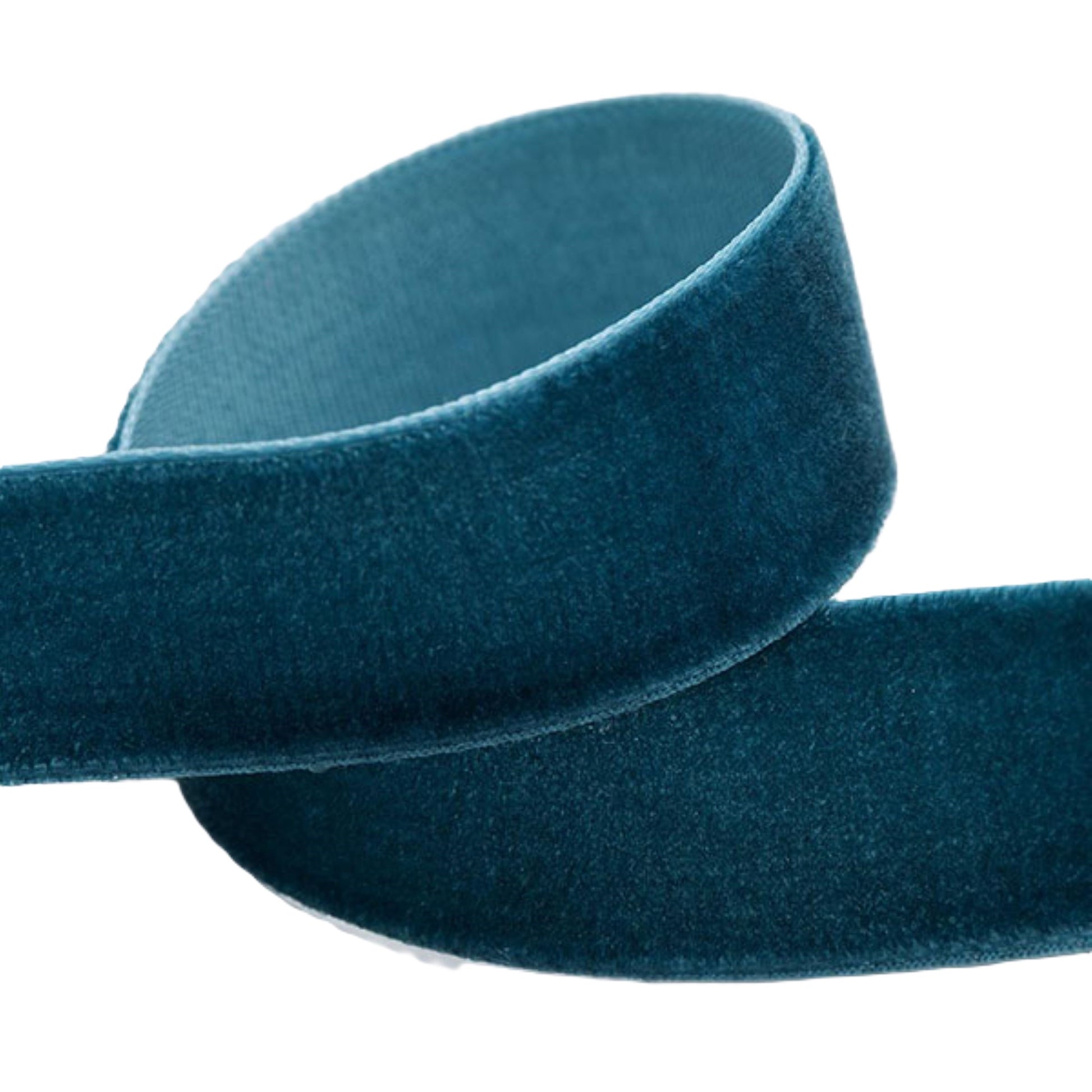 Teal Petrol Blue Velvet Ribbon