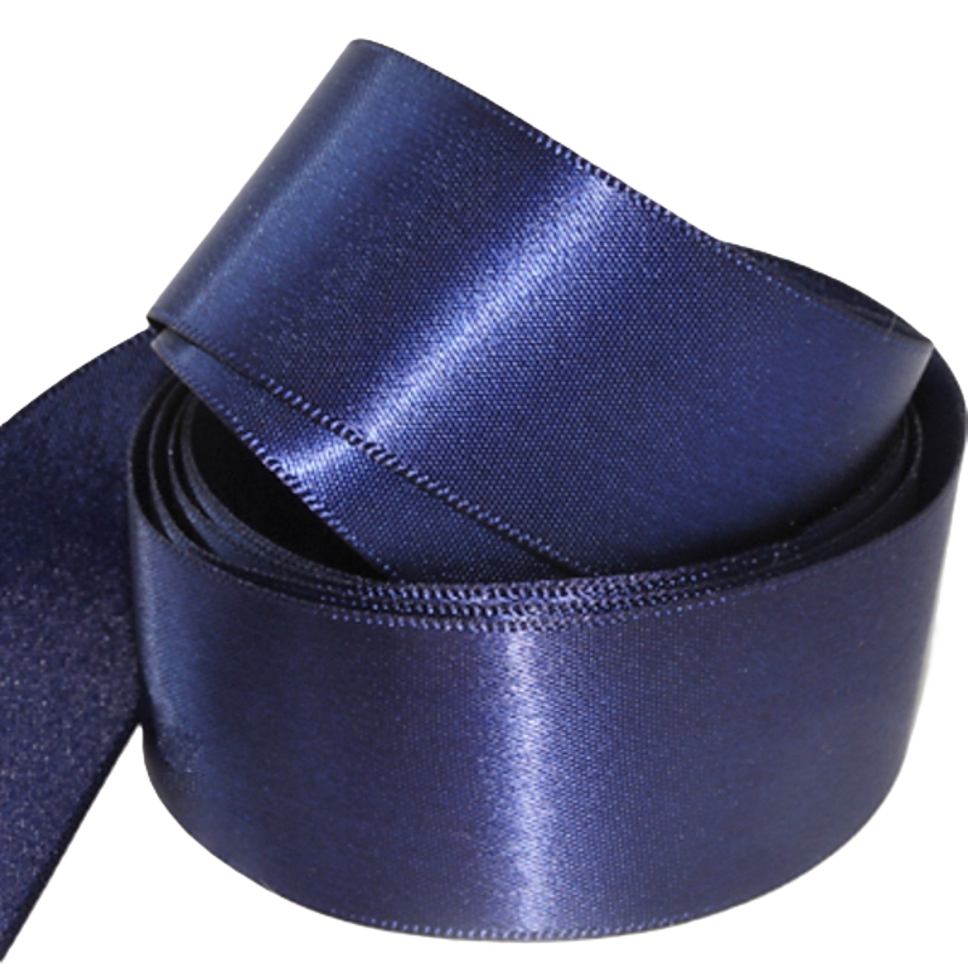 Recycled Dark Blue Ribbon 25mm Width Double Faced Satin