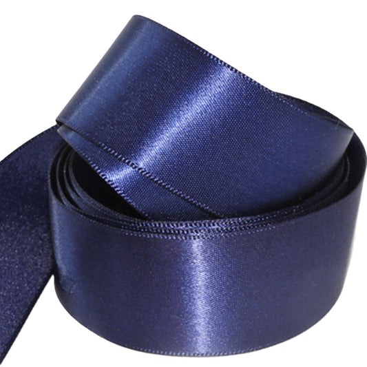 Recycled Dark Blue Ribbon 25mm Width Double Faced Satin