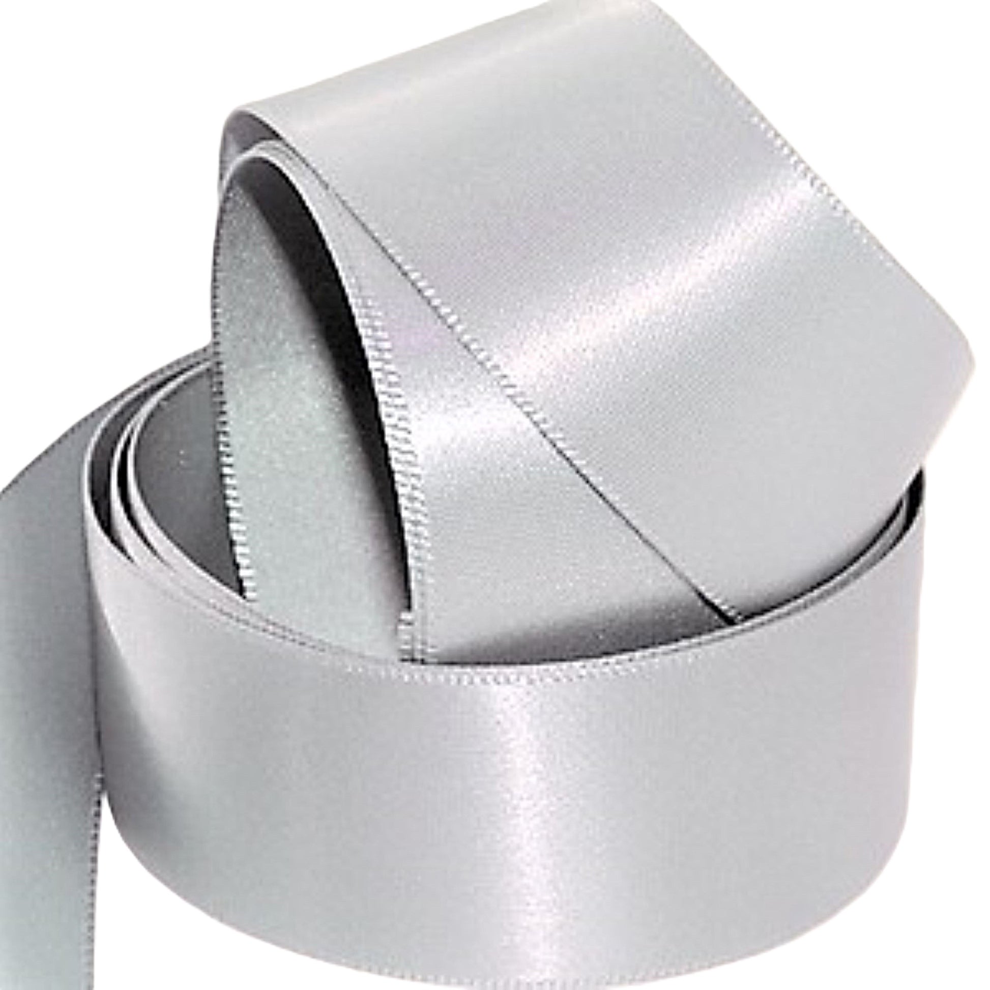 Recycled Silver Ribbon 25mm Width Double Faced Satin
