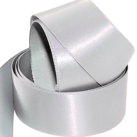Recycled Silver Ribbon 25mm Width Double Faced Satin