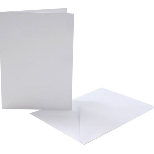 white card blanks creased and white envelopes