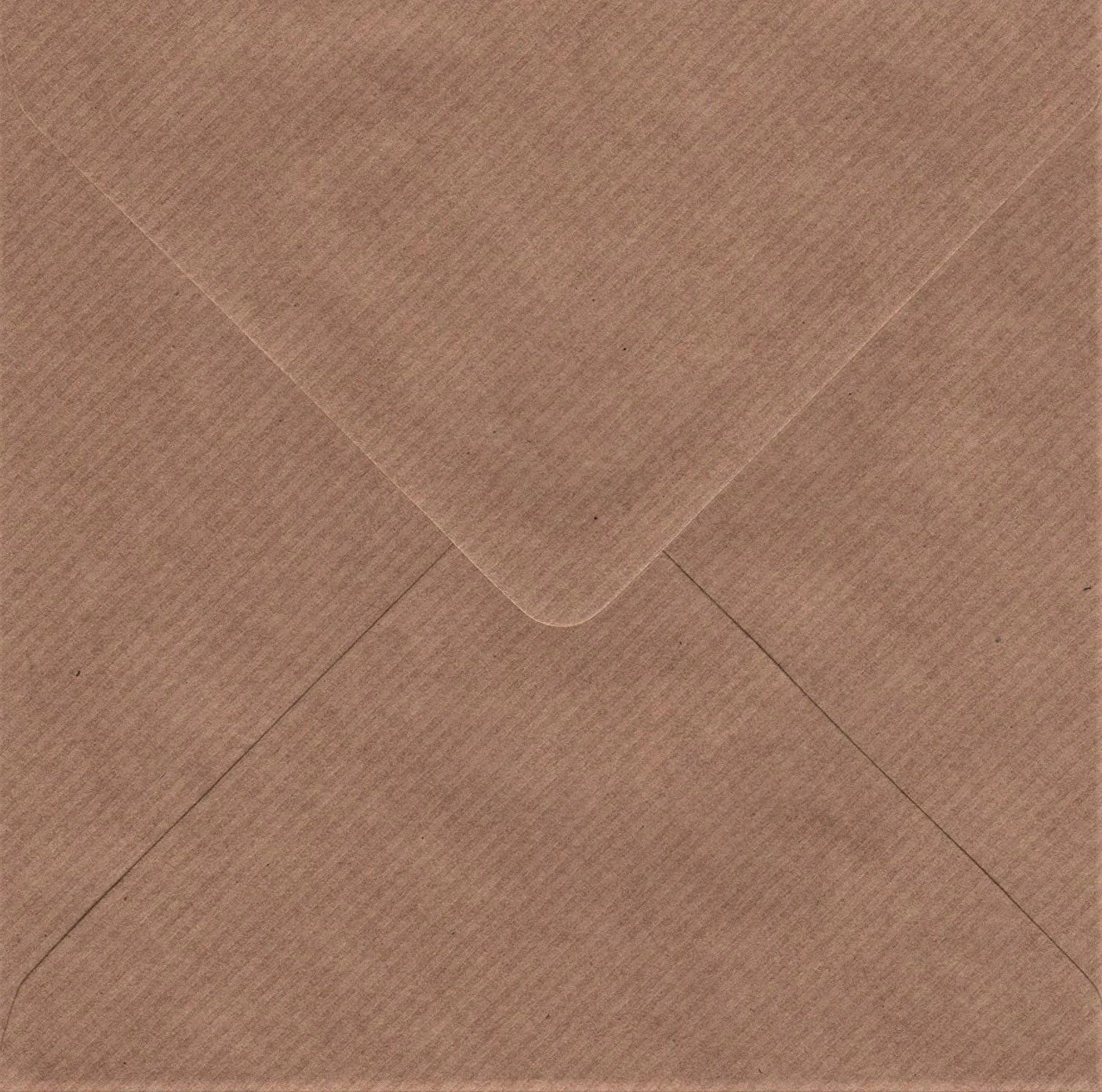 5x5 Kraft Ribbed Brown Envelopes Gummed Diamond Flap 130mm x 130mm Square