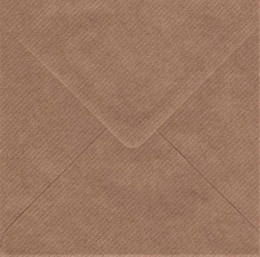 5x5 Kraft Ribbed Brown Envelopes Gummed Diamond Flap 130mm x 130mm Square