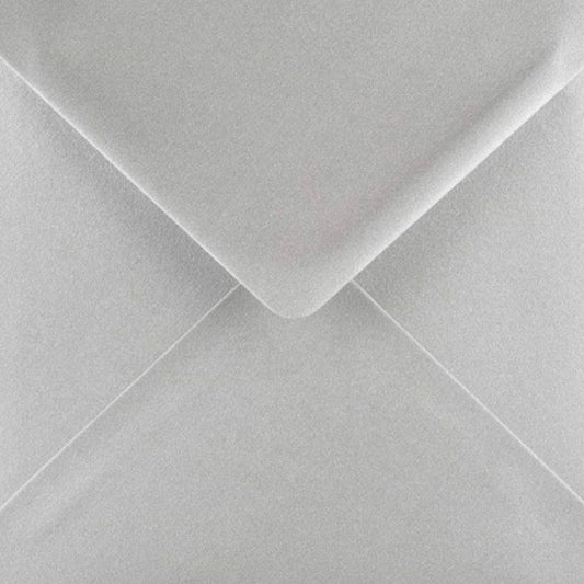 5x5 Silver Envelopes Metallic Pearlescent Shimmer 130mm x 130mm Square