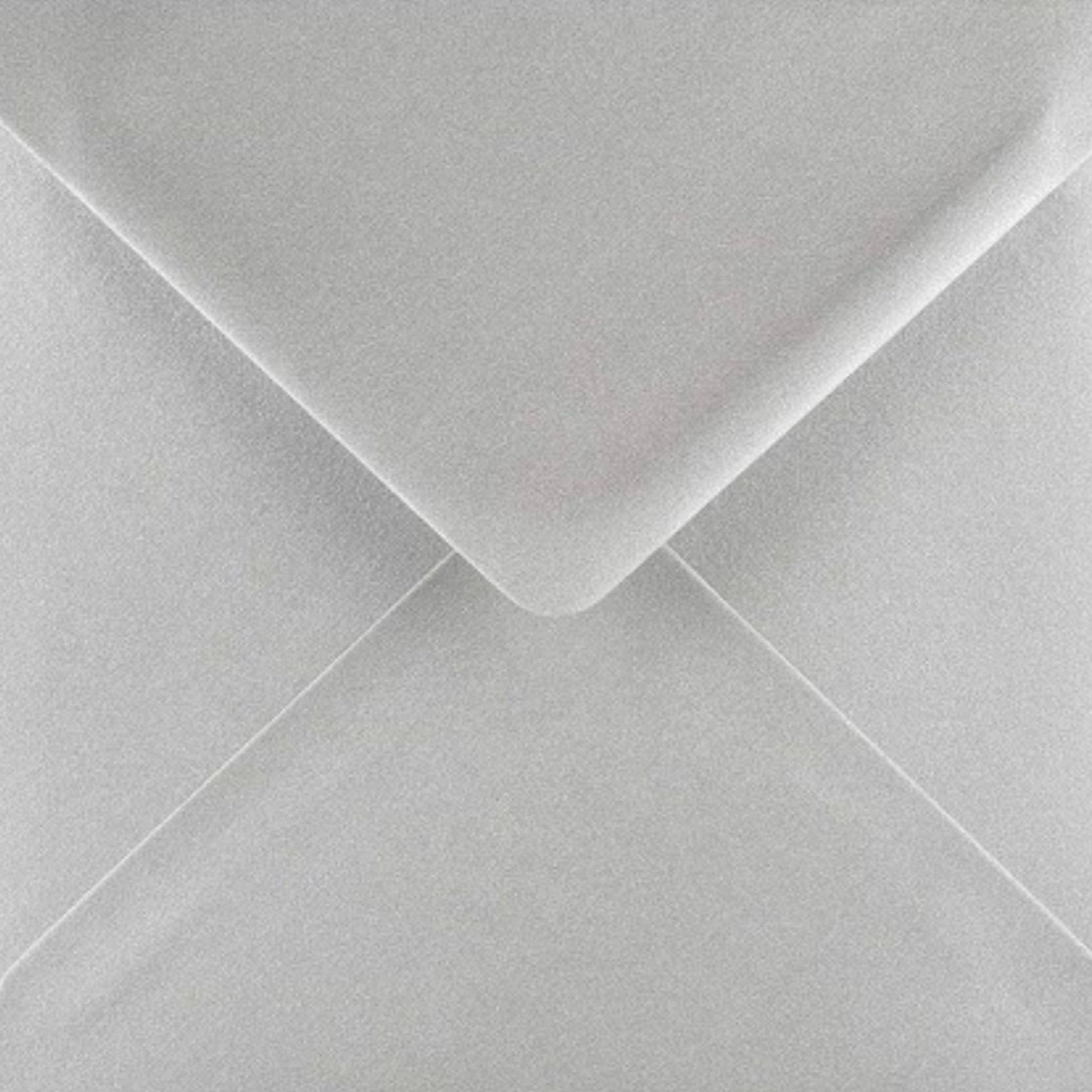 6x6 Metallic Silver Square Envelopes Gummed Diamond Flap 100gsm
