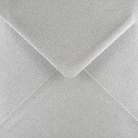 6x6 Metallic Silver Square Envelopes Gummed Diamond Flap 100gsm
