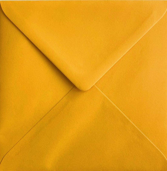 6x6 Mustard Coloured Envelopes Gummed Diamond Flap 100gsm Square 155mm x 155mm