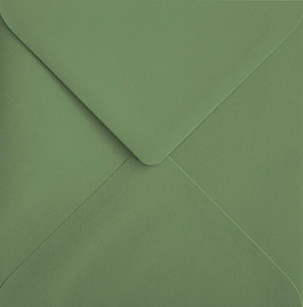6x6 Olive Green Coloured Envelopes Gummed 155mm x 155mm Square