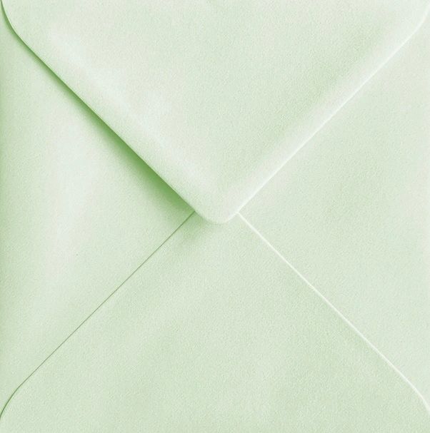 6x6 Pastel Green Envelopes Gummed Diamond Flap 155mm x 155mm Square 100gsm