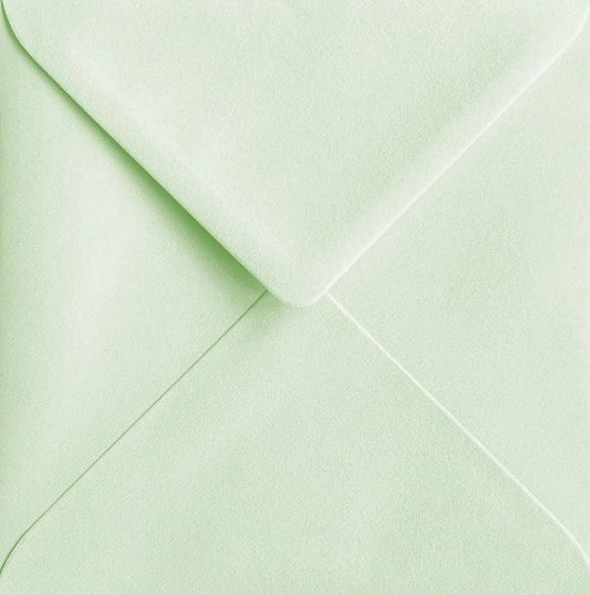 6x6 Pastel Green Envelopes Gummed Diamond Flap 155mm x 155mm Square 100gsm