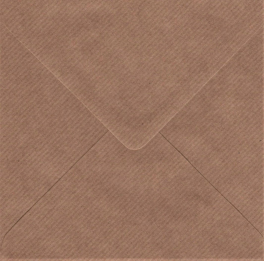 6x6 Ribbed Kraft Brown Envelopes Gummed 155mm x 155mm Square
