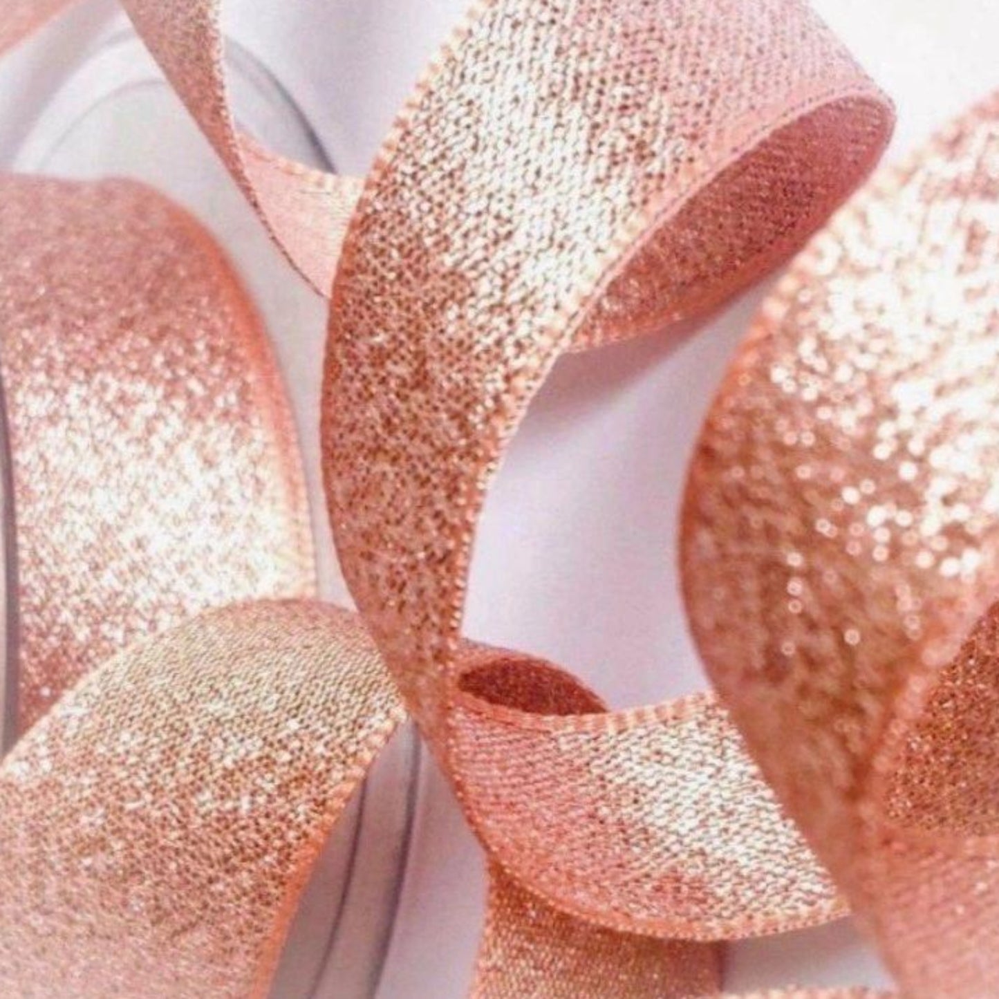 Lamé Luxury Shimmer Rose Gold Ribbon 40mm Width