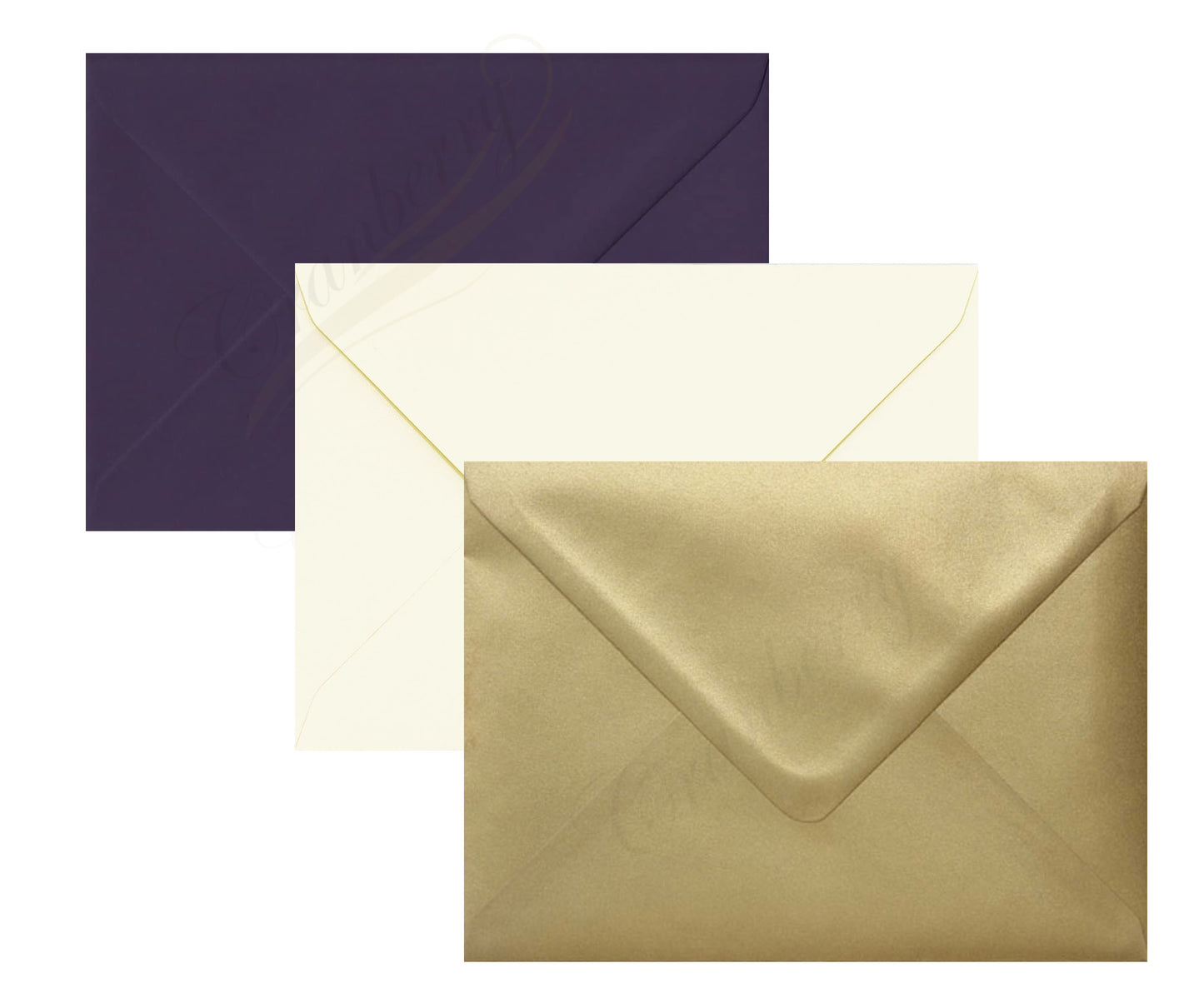 5" x 7" Envelopes. 30 Pack - 10 Aubergine, 10 Ivory Cream,10 Gold. 133mm x 184mm Gummed. Perfect for Christmas Cards. Pack of Coloured Envelopes