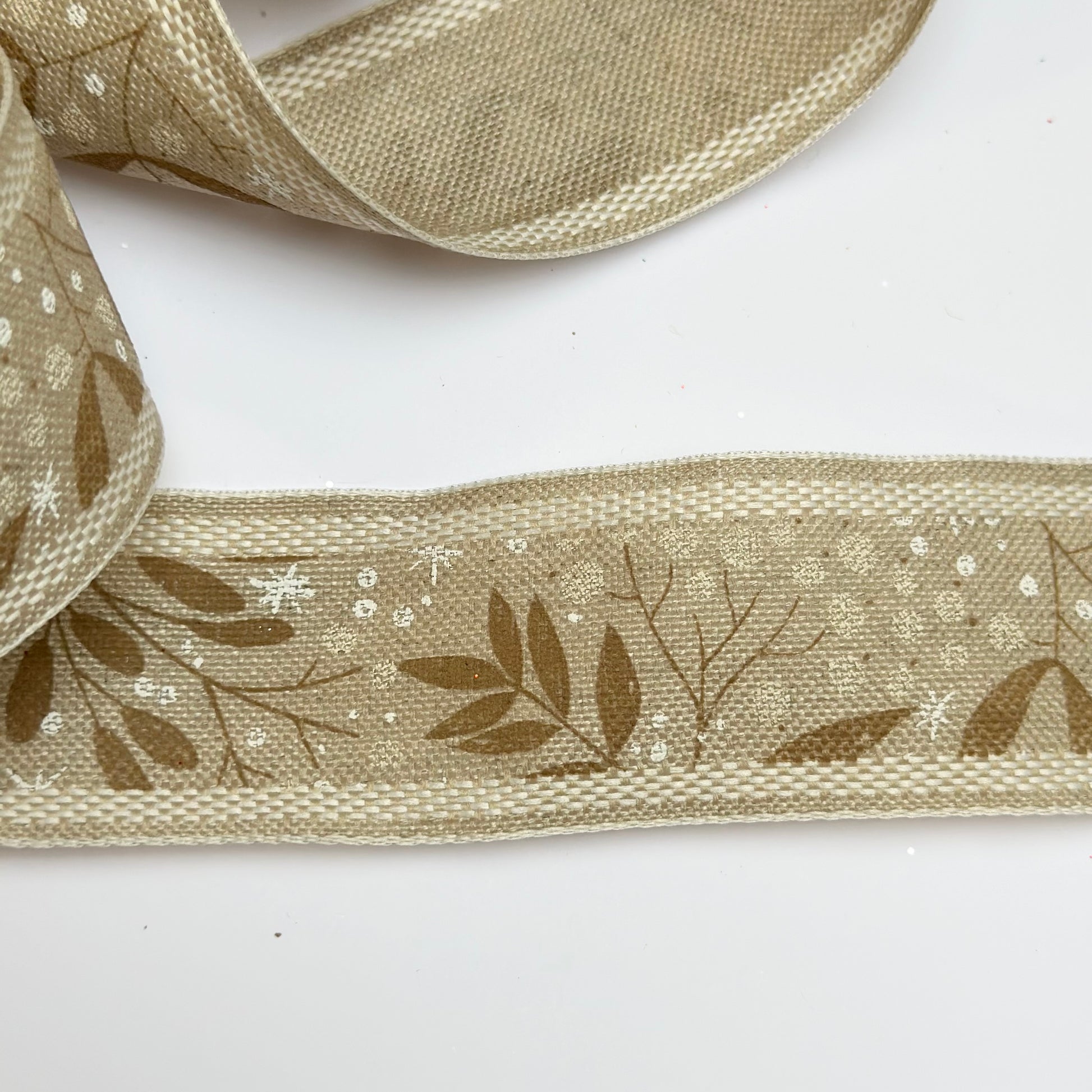 Mistletoe Printed Ribbon Natural Colour