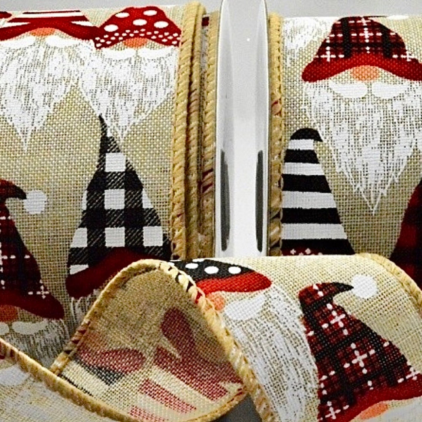 Nordic Santa Gonk Christmas Ribbon Natural