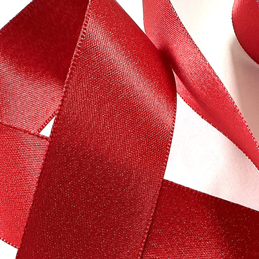 Red Ribbon with Gold Glitter 