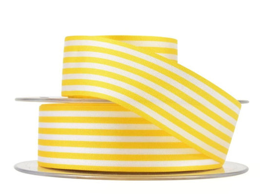 Yellow and White Striped Ribbon Pinstripe