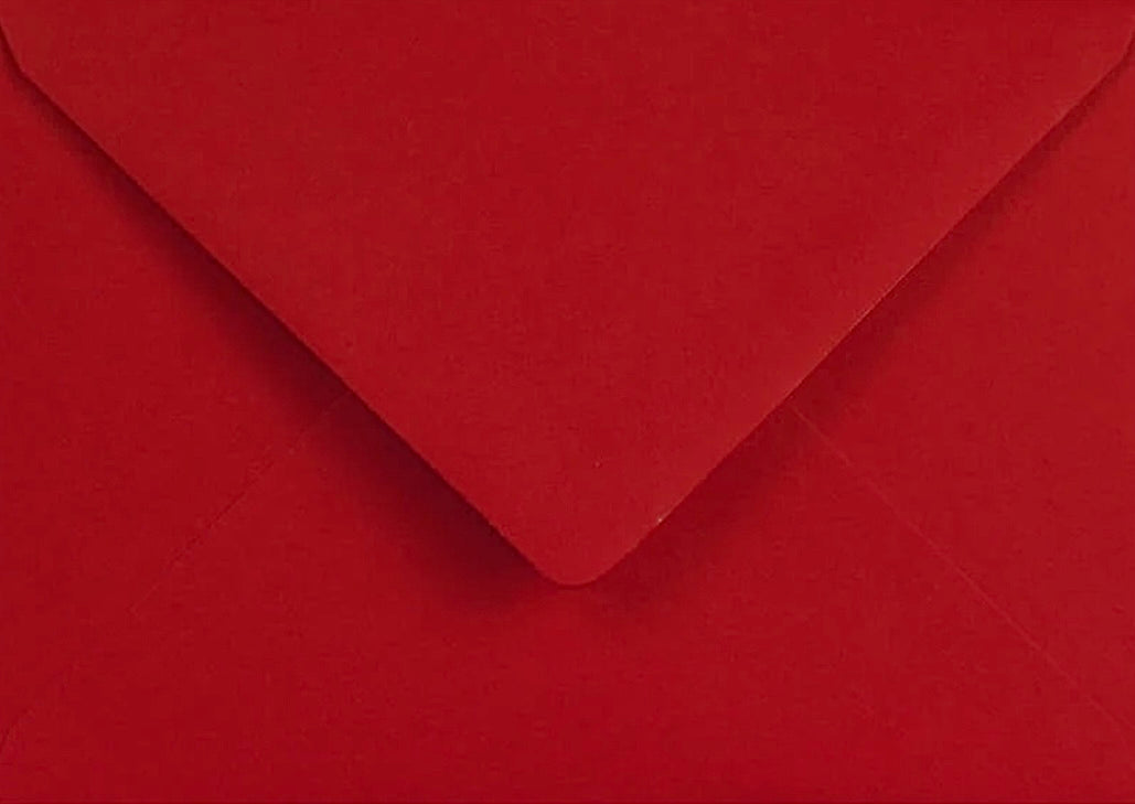 5x7 Deep Red Coloured Matt Envelopes 133mm x 184mm Gummed Flap 100gsm