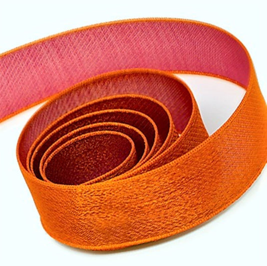 Monofilament Edge Orange and Pink Combination Chiffon Ribbon 38mm